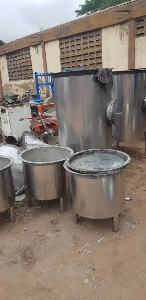 A stainless steel tanks in the shop